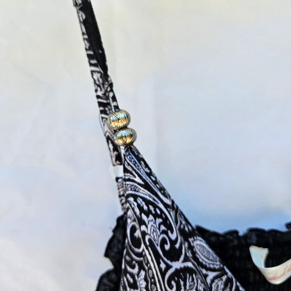 Derek Heart Babydoll Dress Black White Floral Coquette Y2K Sundress Cottage XL - Picture 7 of 16